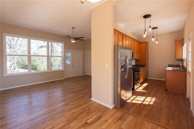 View from the Dining Area to Family Room and Kitch