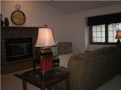 Living Room- Wood burning fireplace with ceramic l