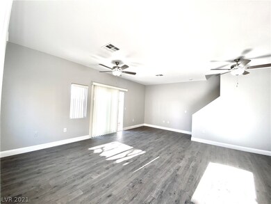 Wide open great room with 2 new lighted ceiling fa