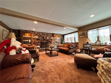 Family Room with Brick Fireplace Wall