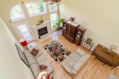 Great room with high ceilings, large windows, gas 