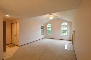 Cathedral ceiling in living and palladium windows 