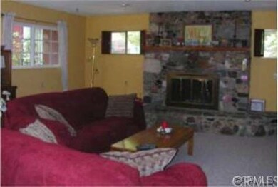 Large living room. Rock fireplace. Built in cabine