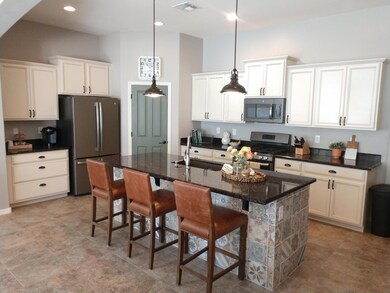 Kitchen with tiled island