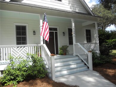 The front porch is welcoming and the patriotic Ame
