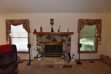 Gas log fireplace with stone