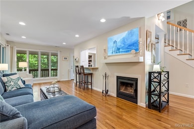 Living room featuring light wood-type flooring