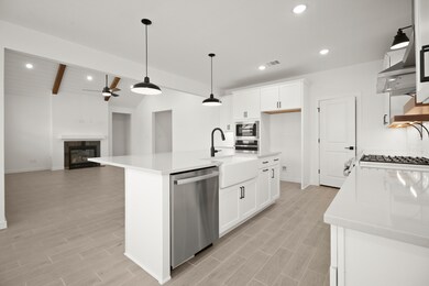 Kitchen with white apron-front sink