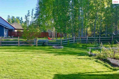 Fire pit, raised garden beds, fruit trees