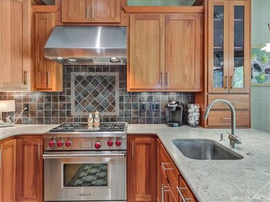 Kitchen with Wolf gas stove, under counter lightin