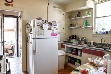 Kitchen with open shelving.