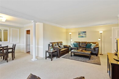 The large open floor plan of the living room and d
