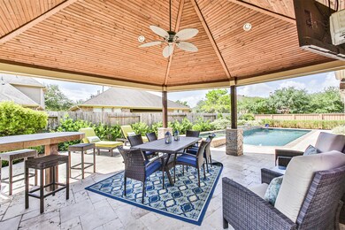 The patio was custom designed by the owners to off
