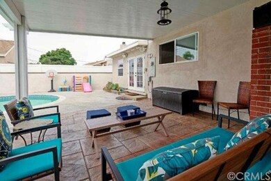 Nice stamped concrete patio with cover is great for outdoor entertaining