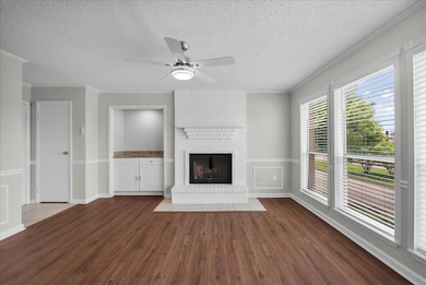 The white brick fireplace steals the show as the h
