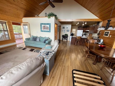 living area to kitchen