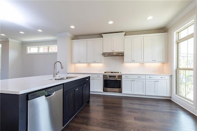 Kitchen with stainless steel appliances, under cab