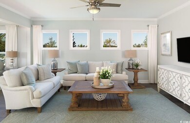 Living room featuring ornamental molding, ceiling 