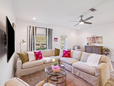 Living area with water views
