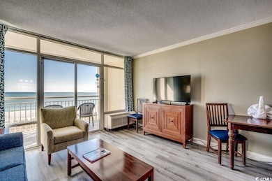 Living room featuring expansive windows, a texture