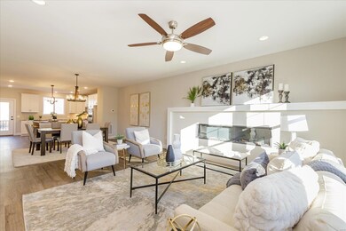 Great Room, Dining Room, and Kitchen with 9' Ceili
