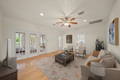 The family room sits on the back of the home with