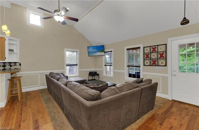 Main living area with cathedral ceilings