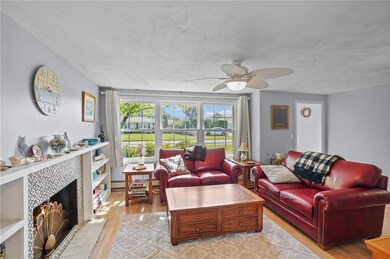 Living room with fireplace and built-ins