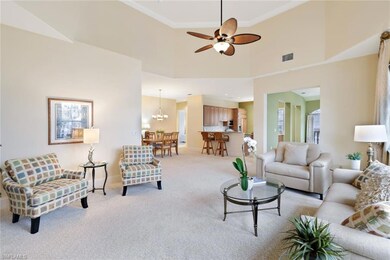 Has volume ceilings opens to dining, kitchen and b