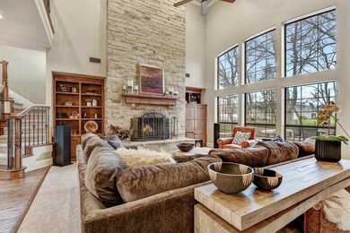 Huge Open Living area and Stone Fireplace