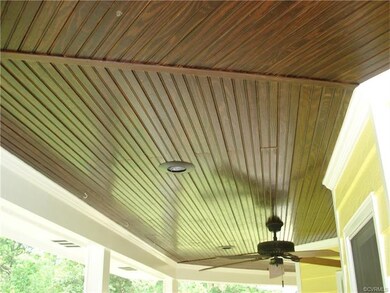 Ceiling of Front porch Stained tongue & groove