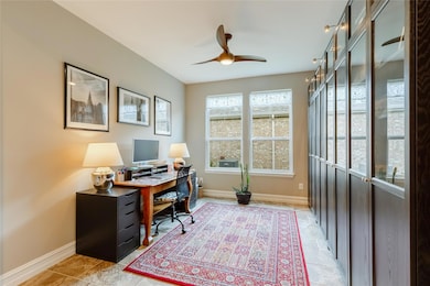 Tiled office with ceiling fan