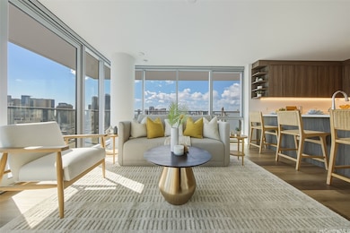 Relax and enjoy lovely living room features including: open floor plan, floor-to-ceiling windows, quiet and refreshing split a/c, luxury vinyl tile flooring and access to your own private wraparound lanai.