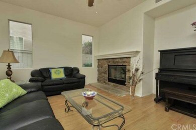 Family room with stack stone fireplace