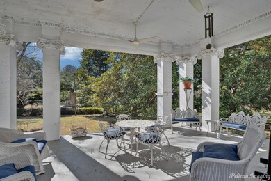 Peaceful side covered veranda on the front side of