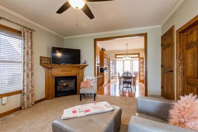 Open feel flowing from living room to dining to su