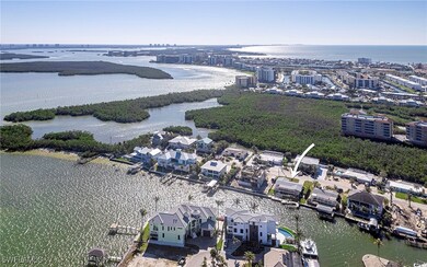 Aerial view of a nearby body of water