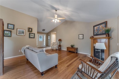 Living room with bamboo floors.
