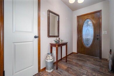Foyer with dark wood-type flooring