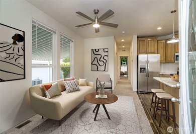 Living room & kitchen photo feature virtual staging