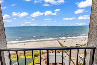 View of water feature with a beach view