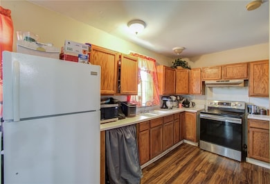 Kitchen featuring dark hardwood / wood-style floor
