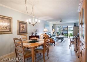 Dining space featuring tile patterned floors, ceil