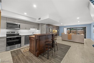 Kitchen with appliances with stainless steel finis