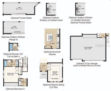 Structural options added include: Gourmet kitchen, downstairs bedroom and full bathroom, shower at downstairs bathroom, pocket sliding glass door, tray ceilings at primary suite, flex space, and game room, 8' interior doors, oak treads with painted risers at stairs, and outdoor kitchen rough-in.