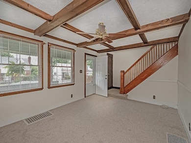 View from fireplace toward front door