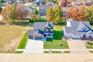 Aerial perspective of suburban area