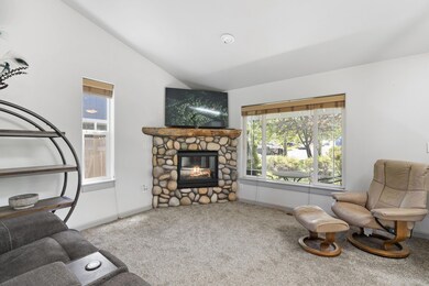 Stone fireplace