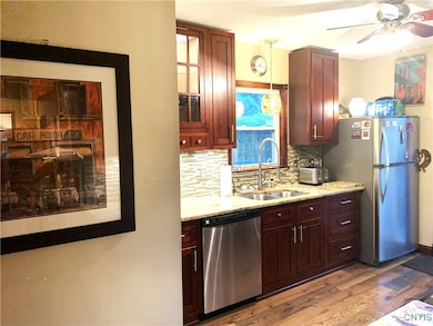 This newly remodeled kitchen features new cabinets