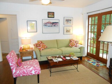 Beautiful French doors bring in natural light.